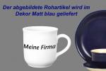 Kaffeebecher mit Schrift (2 Zeilen) matt blau