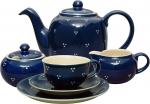 Kaffeeservice 15-teilig blau 3 Punkt