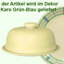 Käseglocke mit Platte 20 karo grün-blau