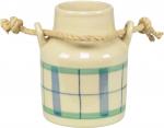 Milchkanne H 13 cm karo grün-blau