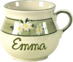 Mollytasse mit Schrift (1 Zeile) Dekor Margueritenblume