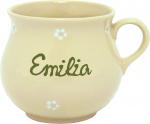 Mollytasse mit Schrift 1 Zeile Gänseblümchen