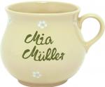 Mollytasse mit Schrift (2 Zeilen) Gänseblümchen
