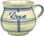 Mollytasse mit Schrift (1 Zeile) karo
