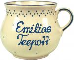 Mollytasse mit Schrift (2 Zeilen) matt hell 1 Punkt
