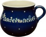 Mollytasse groß mit Schrift (1 Zeile) blau 1 Punkt