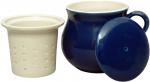 Mollytasse mit Sieb und Deckel glänzend blau