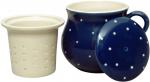 Mollytasse mit Sieb und Deckel blau 1 Punkt