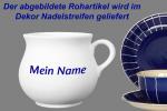 Mollytasse mit Schrift (1 Zeile) blau Nadelstreifen