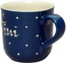 Namensbecher mit Schrift (1 Zeile) blau 1 Punkt