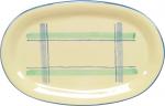 Platte 37 oval karo grün-blau