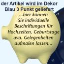 Sparschwein groß mit Schrift (3 Zeilen) blau 3 Punkt