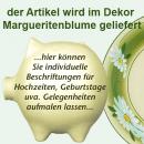 Sparschwein groß mit Schrift (3 Zeilen) Dekor Margueritenblume