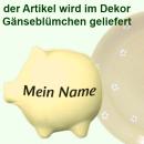 Sparschwein mittel mit Schrift (1 Zeile) Gänseblümchen