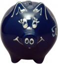 Sparschwein mittel mit Schrift (1 Zeile) blau 3 Punkt
