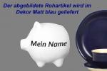 Sparschwein klein mit Schrift (1 Zeile) matt blau