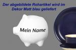 Sparschwein mittel mit Schrift (1 Zeile) matt blau