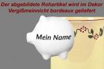 Sparschwein mittel mit Schrift (1 Zeile) Vergissmeinnicht bordeaux
