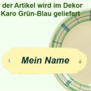 Türschild mit Schrift (1 Zeile) karo grün-blau